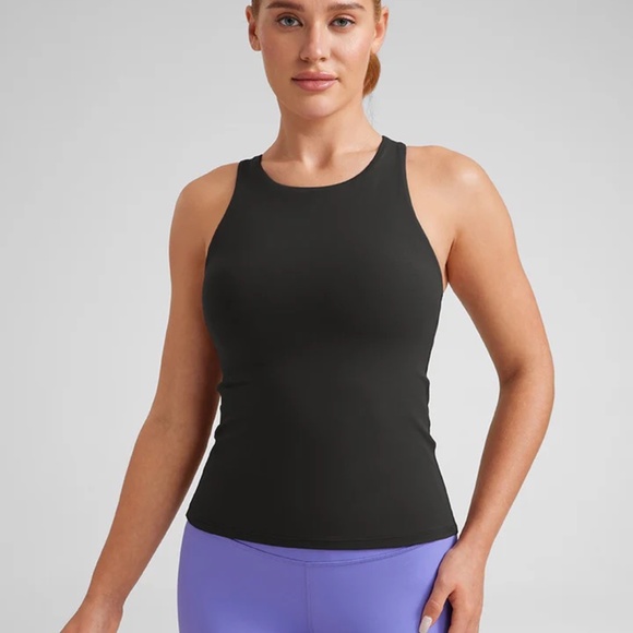 CRZ Yoga Black Built in Bra Scoop Neck Tank - Picture 1 of 7